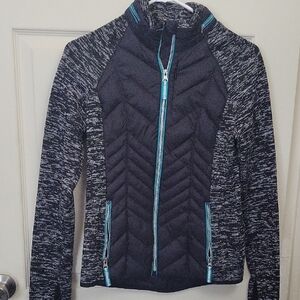 Xersion Black and Gray Quilted Puffer Jacket